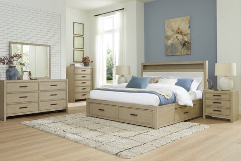 Calmoro Gray Bookcase Storage Panel Bedroom Set