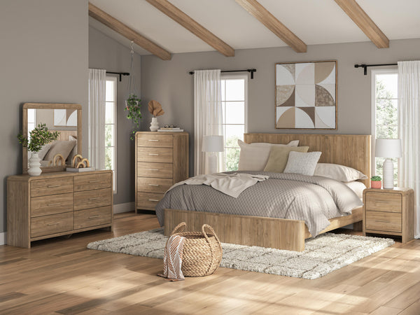 Gramburg Warm Natural Brown Panel Bedroom Set