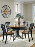 Clorazi Black/Brown Round Oval Extendable Dining Room Set
