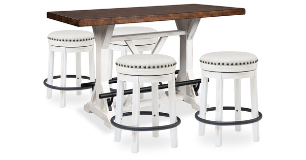 Valebeck White/Brown Counter Height Set
