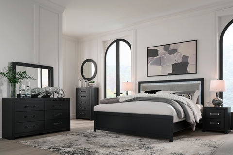 Maeling Black Upholstered Panel Bedroom Set