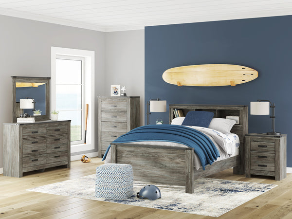 Frandern Black/Gray Youth Bookcase Panel Bedroom Set