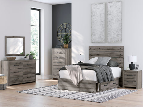 Graystorm Brown Gray Storage Panel Bedroom Set with 4 Side Drawers