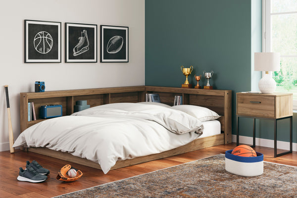 Deanlow Honey Youth Bookcase Corner Storage Bedroom Set