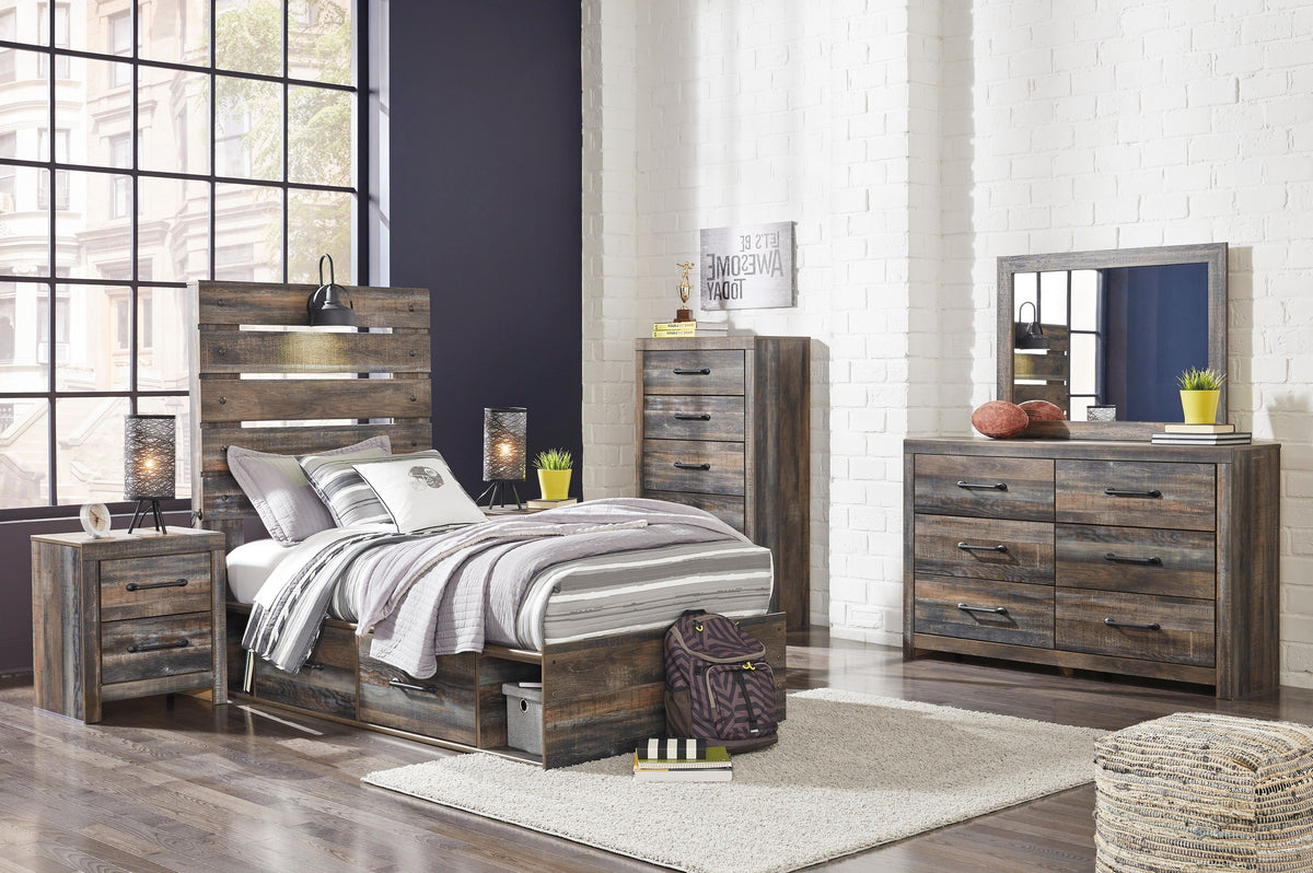 Drystan Multi LED Storage Youth Platform Bedroom Set with 2 Drawers