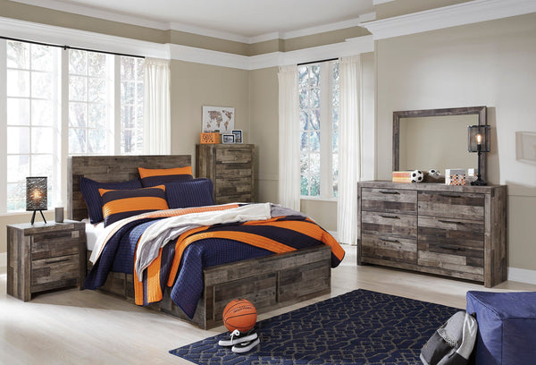 Derekson Multi Gray Storage Youth Platform Bedroom Set with 6 Drawers