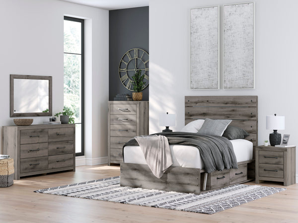 Graystorm Brown Gray Panel Storage Bedroom Set with 2 One-Side Drawers