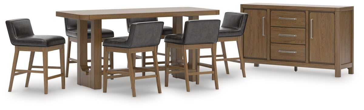 Cabalynn Light Brown/Black Counter Height Set with Server
