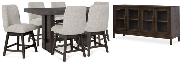 Burkhaus Dark Brown Counter Height Set with Server