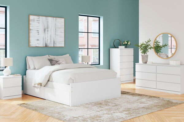 Onita White Storage Platform Bedroom Set with 4 Drawers