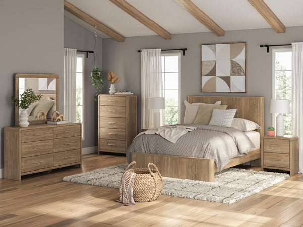 Gramburg Warm Natural Brown Panel Platform Bedroom Set