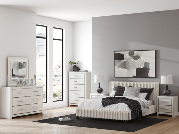 Zuraleus White Upholstered Platform Bedroom Set