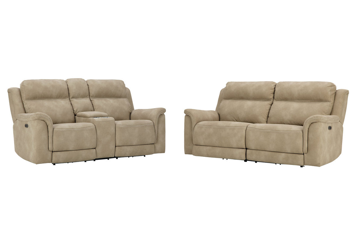 Next-Gen DuraPella Sand Power Reclining Living Room Set — Sand / Sofa & Loveseat