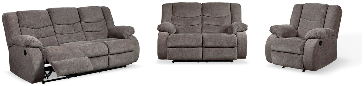 Tulen Gray Reclining Living Room Set — Gray / Sofa & Loveseat & Recliner