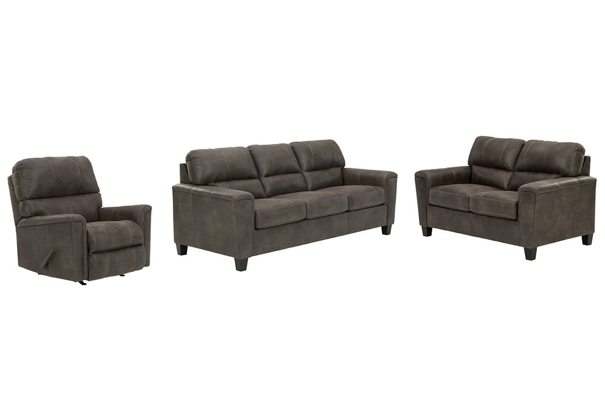 Navi Smoke Living Room Set — Smoke / Sofa & Loveseat & Recliner