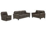 Navi Smoke Living Room Set — Smoke / Sofa & Loveseat & Recliner
