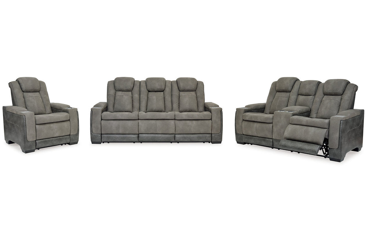 Next-Gen Durapella Slate Power Reclining Living Room Set — Slate / Sofa & Loveseat & Recliner
