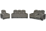 Next-Gen Durapella Slate Power Reclining Living Room Set — Slate / Sofa & Loveseat & Recliner