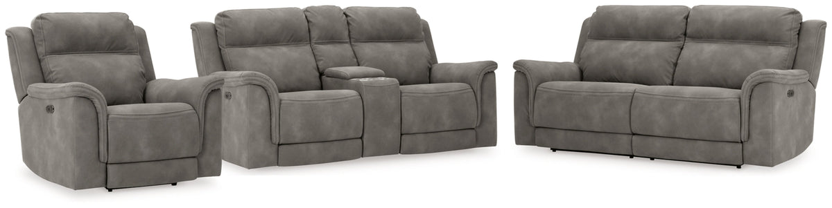 Next-Gen DuraPella Slate Power Reclining Living Room Set — Slate / Sofa & Loveseat & Recliner