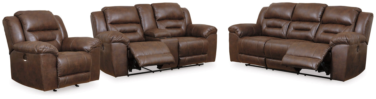 Stoneland Chocolate Power Reclining Living Room Set — Chocolate / Sofa & Loveseat & Recliner