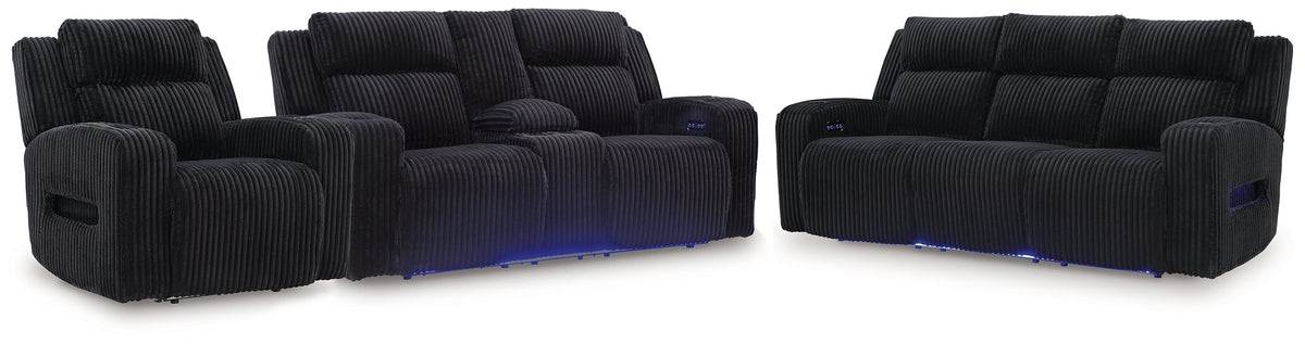 Forest Lake Black Power Reclining Living Room Set — Black / Sofa & Loveseat & Chair