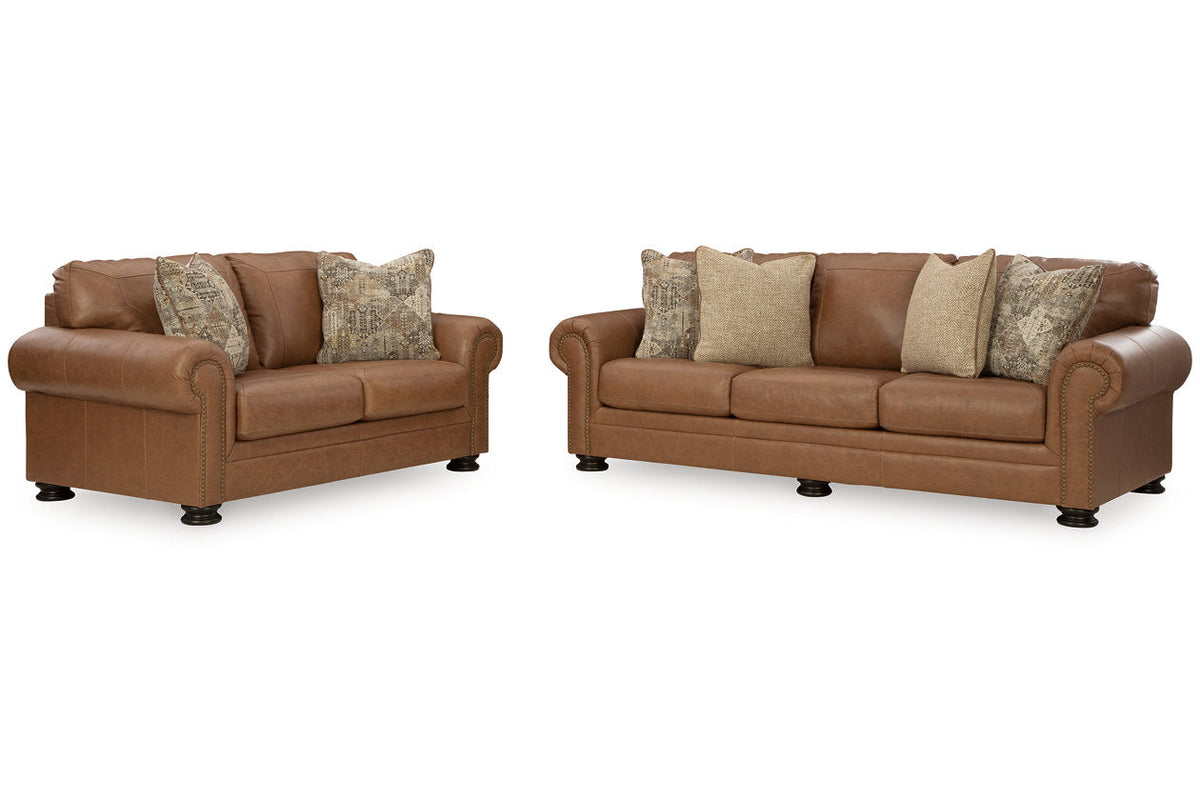 Carianna Caramel Leather Living Room Set — Caramel / Sofa & Loveseat