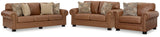 Carianna Caramel Leather Living Room Set — Caramel / Sofa & Loveseat & Chair