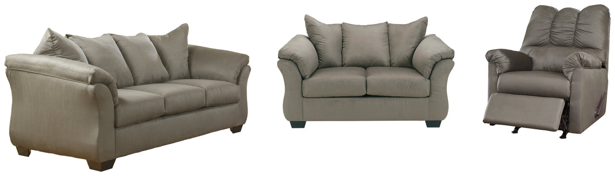 Darcy Cobblestone Living Room Set — Cobblestone / Sofa & Loveseat & Recliner
