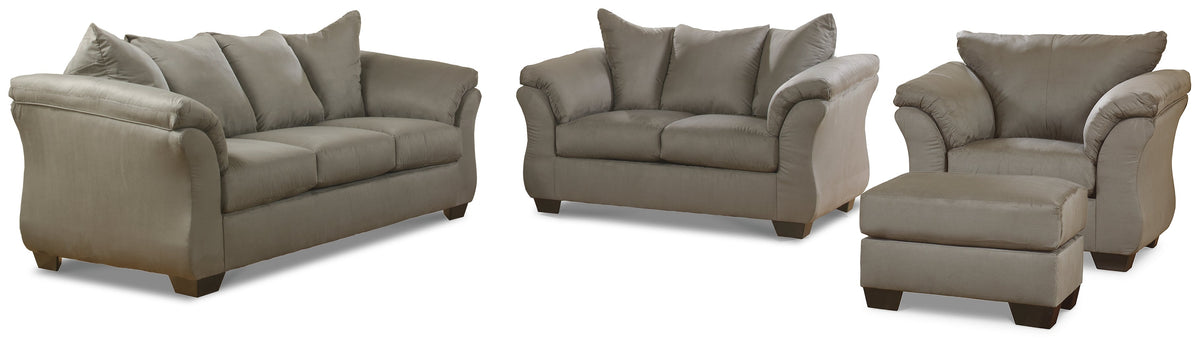 Darcy Cobblestone Living Room Set — Cobblestone / Sofa & Loveseat & Chair & Ottoman