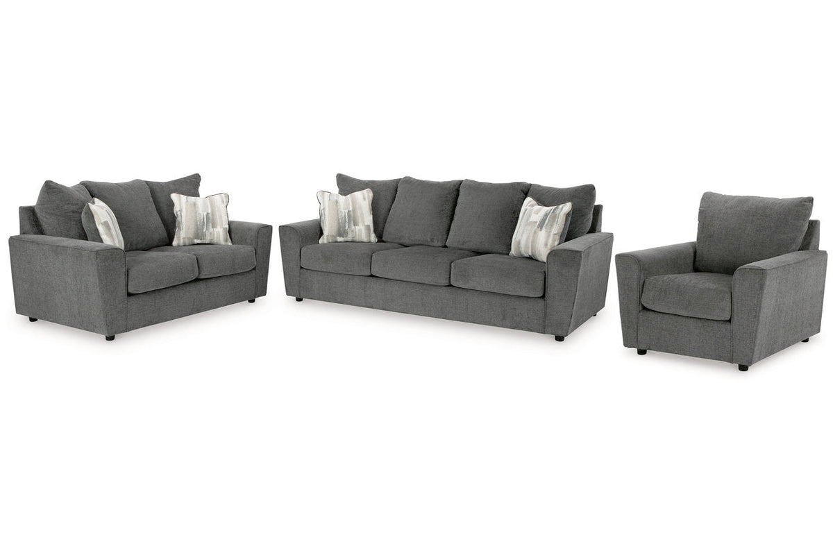 Stairatt Gravel Living Room Set — Gravel / Sofa & Loveseat & Chair