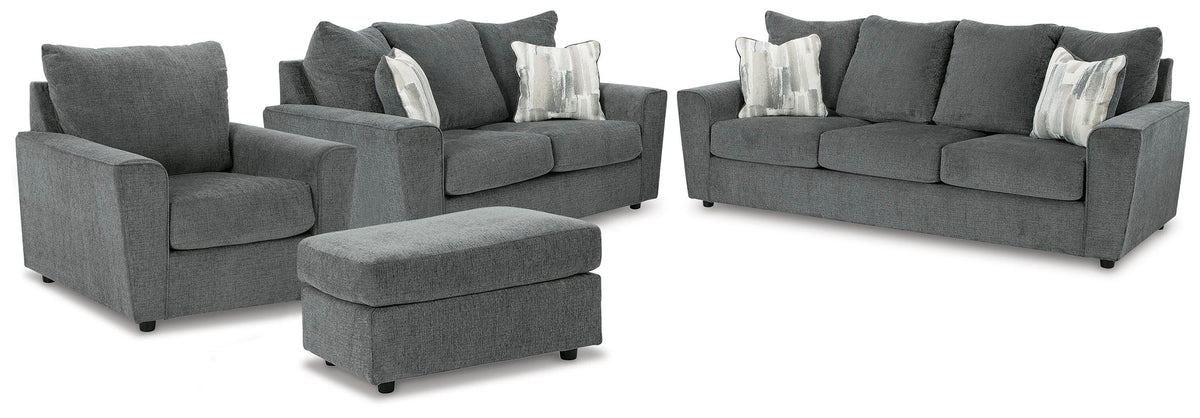 Stairatt Gravel Living Room Set — Gravel / Sofa & Loveseat & Chair & Ottoman