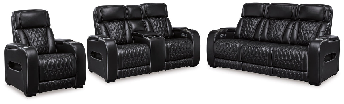 Boyington Black Power Reclining Living Room Set — Black / Sofa & Loveseat & Chair