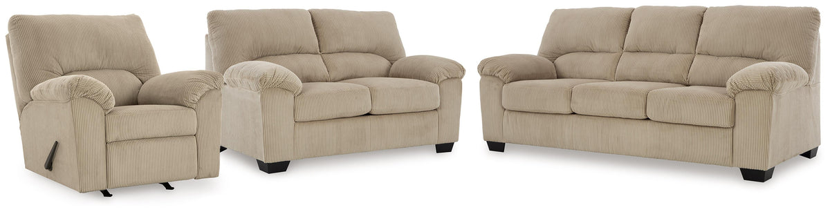 SimpleJoy Sand Living Room Set — Sand / Sofa & Loveseat & Chair