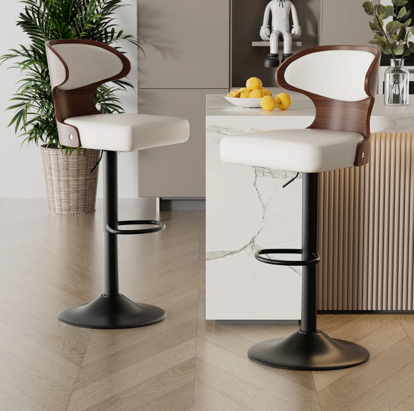 Zenith White Adjustable Barstool, Set of 2 | Olivia Furniture