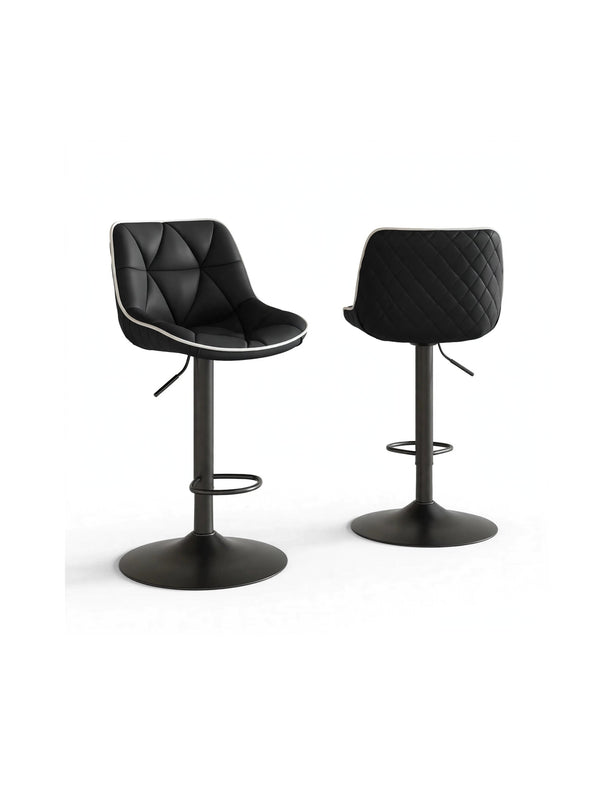 Foundry Black Faux Leather Adjustable Bar stool, Set of 2 | Olivia Furniture