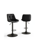 Foundry Black Faux Leather Adjustable Bar stool, Set of 2 | Olivia Furniture