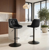 Foundry Black Faux Leather Adjustable Bar stool, Set of 2 | Olivia Furniture