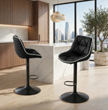 Foundry Black Faux Leather Adjustable Bar stool, Set of 2 | Olivia Furniture