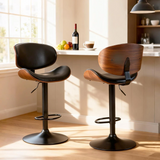 Costway Black/Brown 33" Barstool, Set of 2 | Olivia Furniture