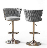 Argenta Gray/Chrome Modern Velvet Swivel Bar Chair with Adjustable Height, Set of 2 | Olivia Furniture