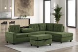 Dammes Green Reversible Sectional and Storage Ottoman | Olivia Furniture