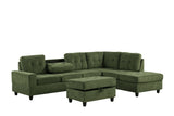 Dammes Green Reversible Sectional and Storage Ottoman | Olivia Furniture