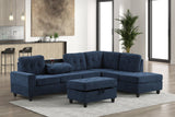 Heights Navy Performans Fabric Reversible Sectional with Storage Ottoman | Olivia Furniture