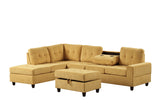 Heights Mustard Performans Fabric Reversible Sectional with Storage Ottoman | Olivia Furniture