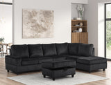 Arosa Black Reversible Sectional with Storage Ottoman | Olivia Furniture