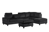 Arosa Black Reversible Sectional with Storage Ottoman | Olivia Furniture