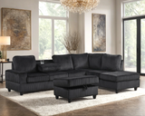 Arosa Black Reversible Sectional with Storage Ottoman | Olivia Furniture