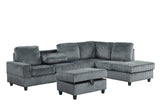 50Heights Charcoal Cord Fabric Reversible Sectional with Storage Ottoman | Olivia Furniture