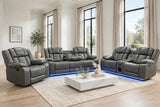 Ace Gray Leather 3PC Reclining Set | Olivia Furniture