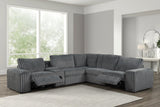 Amelia Charcoal Power Reclining Sectional with Storage Console Bluetooth Speakers | Olivia Furniture